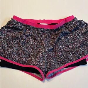 Nike Dri-FIT Large Speckled Shorts with Pink Trim Layered